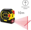 A TROTEC laser distance measurer is shown emitting red laser lines, indicating its functionality. Text and graphics highlight its features and range. Produktbild-Vorschau