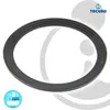 A black rubber gasket is shown against a white and light gray background. There are logos and text overlays. Produktbild-Vorschau