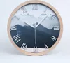 Holzuhr 25fi cm wanduhr - weiße Spitzen - Berggipfel Produktbild-Vorschau 1