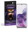 A product packaging box for a screen protector is shown next to a smartphone with a screen protector applied. Produktbild-Vorschau