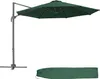 A green cantilever umbrella and its cover are displayed against a white background. Náhled obrázku produktu