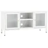 TV-Schrank Weiß 105x35x52 cm Stahl und Glas Produktbild-Vorschau 1