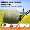 A bale of hay being lifted by a tractor attachment, with close-up insets showing product features. Anteprima dell’immagine prodotto