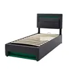 A black twin-size bed frame with a headboard and integrated LED lighting is shown against a white background. Náhľad obrázku produktu