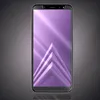 A smartphone with a purple abstract wallpaper displayed on its screen, set against a dark gray gradient background. Produktbild-Vorschau