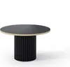 A round table with a black top and a fluted black base with a gold trim. Produktbild-Vorschau