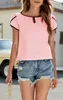 ASKSA Sommer Damen T-Shirt Rundhals Kurzarm Blütenblatt Produktbild-Vorschau 5