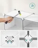 A hand using a hammer to assemble white modular storage cubes, with close-up diagrams of the assembly points. Produktbild-Vorschau