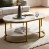 WOHNLING Couchtisch 100x60x45 cm Weiß mit Marmor Optik Produktbild-Vorschau 2