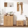 A hallway furniture set including a shoe cabinet, mirror, shoe bench, and wall coat rack. Voir les images du produit