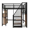 A loft bed with stairs and shelves, shown from the front. Podgląd zdjęcia produktu