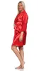 Damen Morgenmantel kurzer Kimono Satin mit Spitze;  Rot/S Produktbild-Vorschau 3