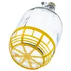 A clear glass jug with a yellow protective cage around the bottom, isolated on a white background. Produktbild-Vorschau