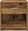 A close-up, front-facing view of a single wooden nightstand with one drawer and an open shelf. Náhled obrázku produktu