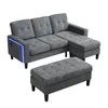 Merax L-Form Schlafsofa mit LED-Beleuchtung, modulares Produktbild-Vorschau 16