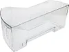A clear plastic refrigerator drawer is shown against a white background. Produktbild-Vorschau