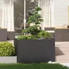 A modern outdoor patio with a large black planter filled with greenery and a bonsai tree. Anteprima dell’immagine prodotto