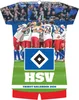 A group of soccer players in uniform huddled together, with a team logo and text below. Produktbild-Vorschau
