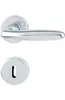 A silver door handle and keyhole escutcheon are shown against a white background. Produktbild-Vorschau