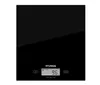 A black digital kitchen scale with a glass surface is shown on a white background. Produktbild-Vorschau