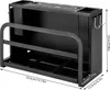 A black kitchen organizer rack with dimensions shown. Voir les images du produit
