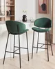 Two dark green bar stools are placed at a kitchen counter with glasses and a vase on it. Náhled obrázku produktu