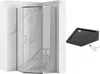 A shower cabin and a shower tray are displayed against a white background. Náhľad obrázku produktu