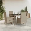 5-tlg. Garten-Essgruppe mit Kissen Beige Poly Rattan Produktbild-Vorschau 2