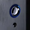 A close-up shot of a computer case with a blue-rimmed button and a smaller black button below it. Produktbild-Vorschau