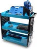 A three-tier tool cart filled with various tools and toolboxes. Produktbild-Vorschau