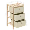 Étagère de rangement 3 paniers Tissu Bois de cèdre Beige Voir les images du produit 6