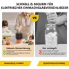 A split image showing a manual pump on the left and an electric pump on the right, with text comparing their features. Produktbild-Vorschau