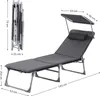 A folded and unfolded SONGMICS garden lounger with dimensions indicated. Produktbild-Vorschau