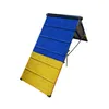 A dog agility ramp with blue and yellow surfaces, set against a white background. Produktbild-Vorschau