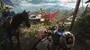 A first-person view of a rural or jungle environment with a horse and a weapon. Podgląd zdjęcia produktu