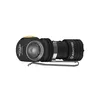 A black Armytek Wizard C1 Pro flashlight with a yellow button and a silver clip, shown from the side on a white background. Produktbild-Vorschau