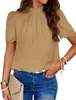 ASKSA Damen Chiffon Blusen Stehkragen Elegant Falten Produktbild-Vorschau 1
