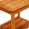 A close-up view of a wooden table with two shelves. Náhled obrázku produktu