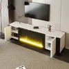 A modern living room with a TV stand featuring an electric fireplace. Voir les images du produit