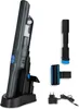 A cordless handheld vacuum cleaner and its accessories are displayed on a white background. Produktbild-Vorschau