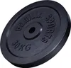A black weight plate with embossed text. Produktbild-Vorschau