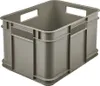 A gray plastic storage box is shown against a white background. Produktbild-Vorschau