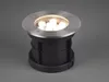 A round stainless steel in-ground spotlight with multiple LED lights, set against a plain gray background. Podgląd zdjęcia produktu
