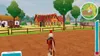 A person riding a horse in a stable yard with buildings in the background. Anteprima dell’immagine prodotto