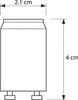 A line drawing of a Philips starter for a fluorescent lamp, with dimensions indicated. Produktbild-Vorschau
