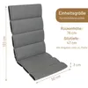 A grey garden chair cushion with dimensions and specifications shown. Produktbild-Vorschau