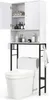 A white and black bathroom storage unit above a toilet. Produktbild-Vorschau