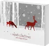 An advent calendar with a winter forest scene and deer illustrations, featuring Christmas greetings. Produktbild-Vorschau