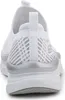 The back view of a white and silver Skechers sneaker. Podgląd zdjęcia produktu