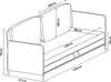 A line drawing of a sofa with dimensions indicated by text and arrows. Produktbild-Vorschau